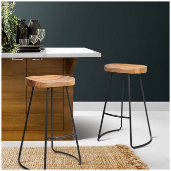 Artiss Vintage Tractor Tall Barstool Natural 2 Pack