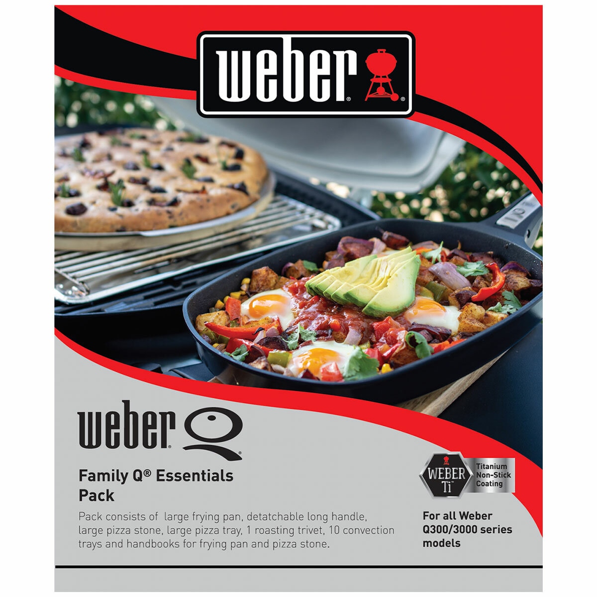 Weber Q3100 Black With Family Q Essentials Pack And Cart