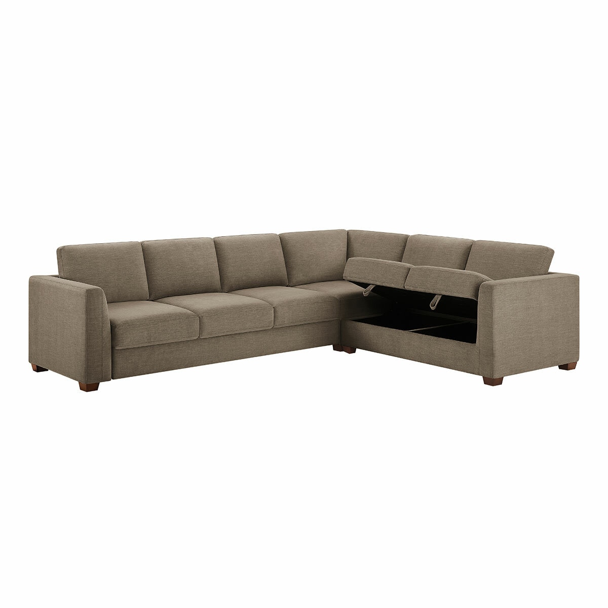 Thomasville Caler 3 Piece Fabric Sectional with Sleeper and Storage Seat