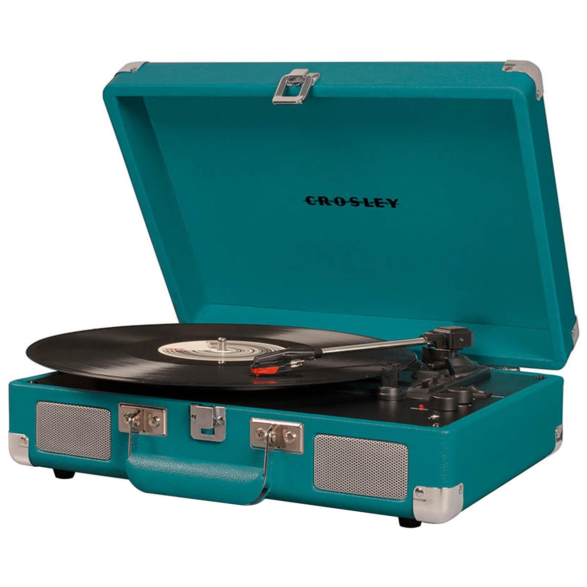 Crosley Cruiser Deluxe Portable Turntable - Teal + Free Record Storage Crate