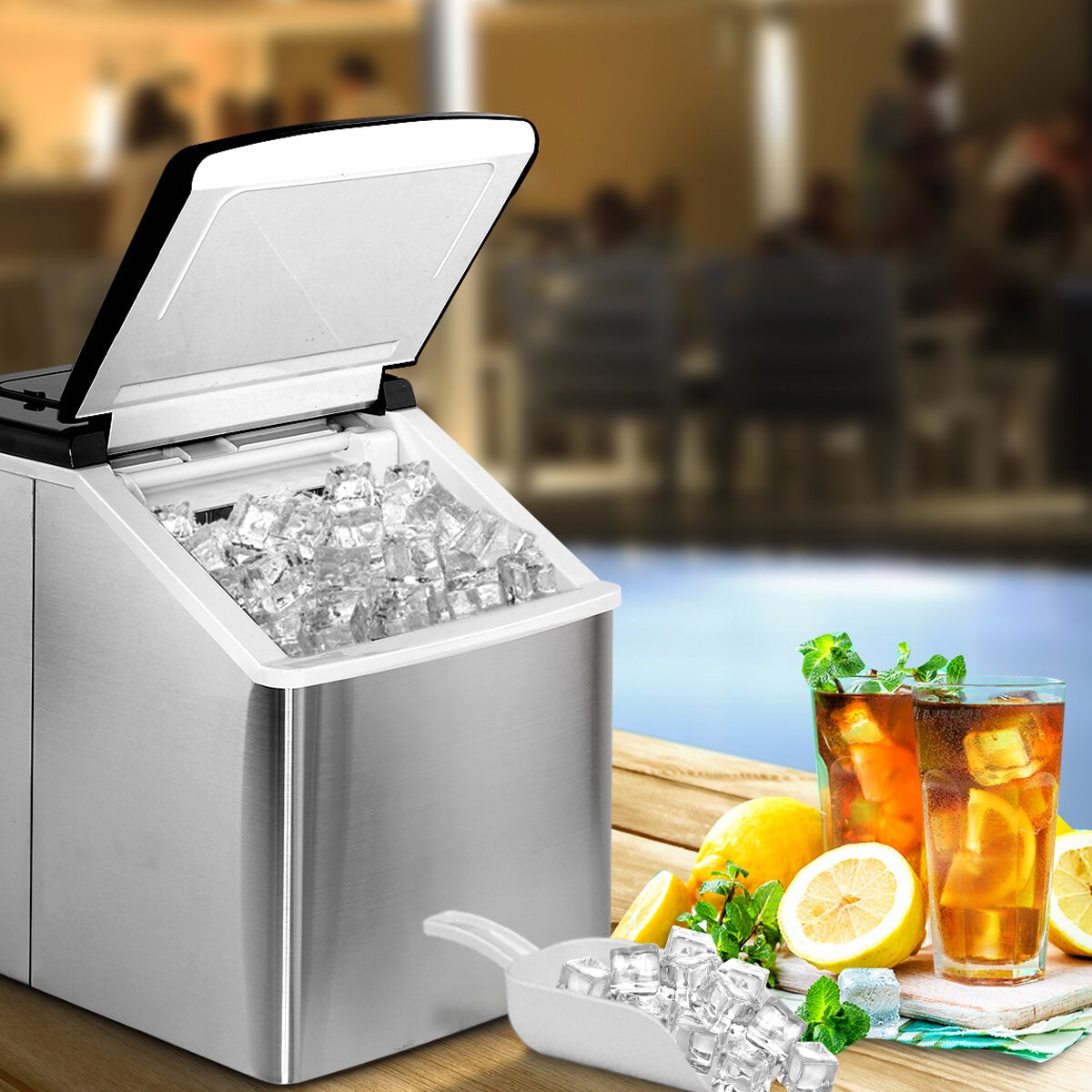 Devanti 3.2L Portable Ice Cube Maker Stainless Steel