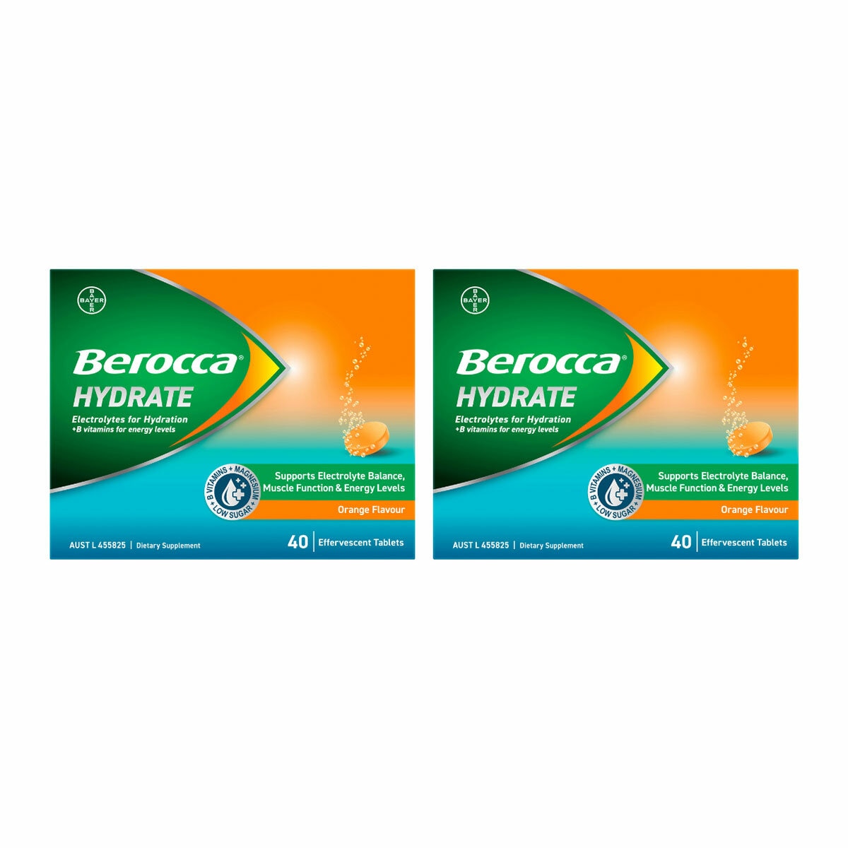 Berocca Hydrate Orange 2 x 40 Effervescent Tablets