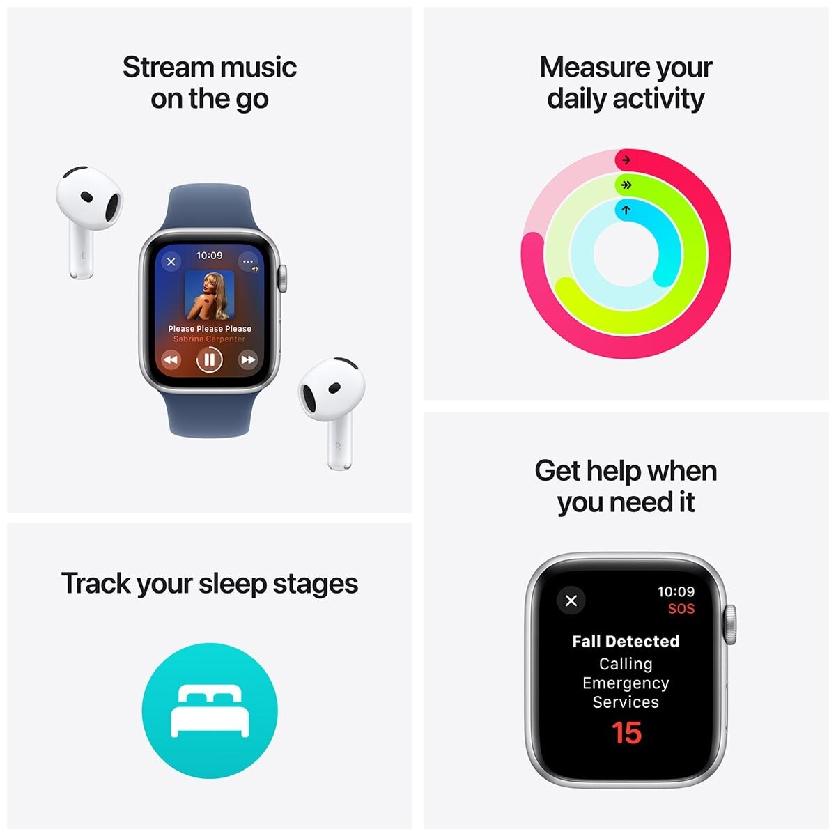 Apple Watch SE GPS 44mm Silver Aluminium Case With Blue Cloud Sport Loop