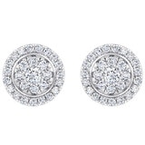 18KT White Gold 0.40ctw Round Diamond Halo Stud Earrings