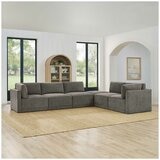 Thomasville 6PC Fabric Modular Sectional with Ottoman Grey