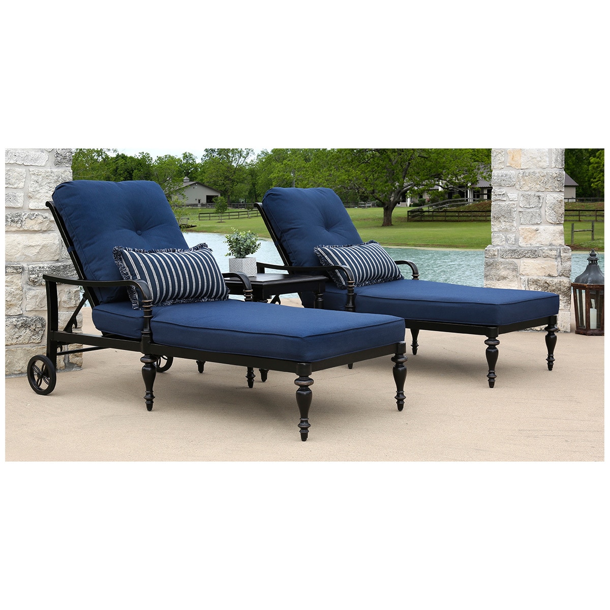 Plantation 3 Piece Chaise Lounge Set Blue Costco Australia