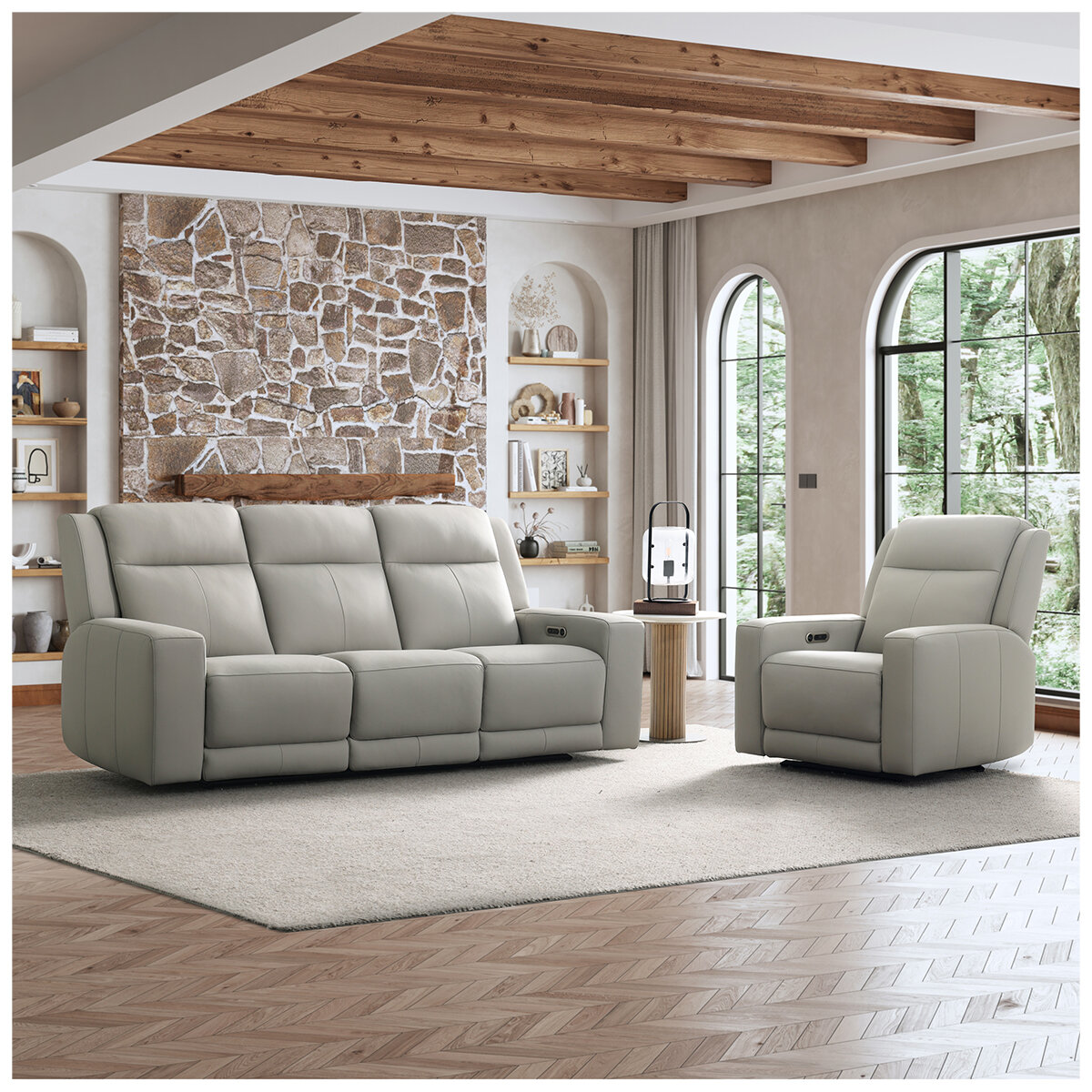 Simon Li Furniture Leather Power Reclining Sofa