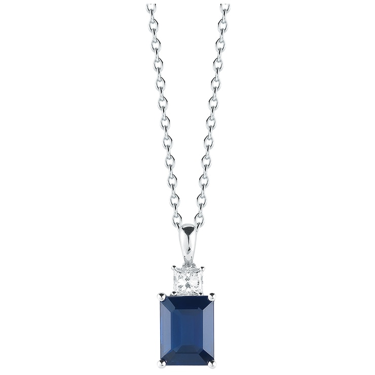 18KT White Gold Sapphire and Diamond Pendant Costco Australia