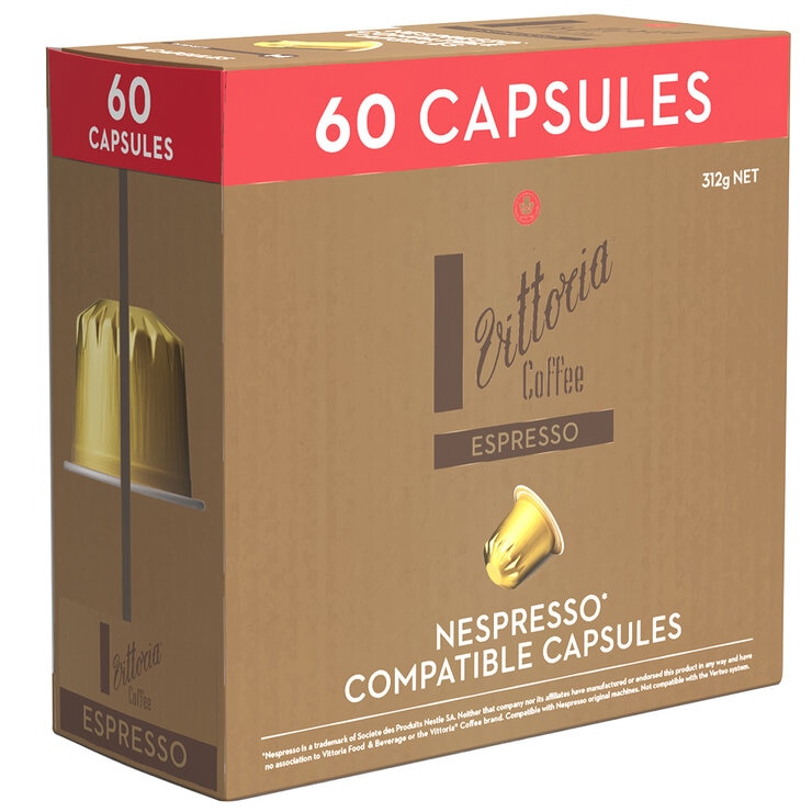 Vittoria Espresso Nespresso Compatible Coffee Capsules 60 Pack 312g CAPCALVES60