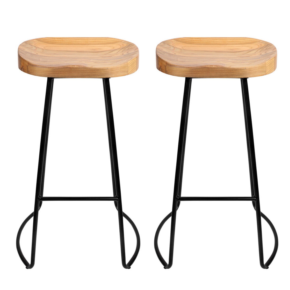 Artiss Vintage Tractor Barstool Natural 2 Pack