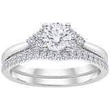 18KT White Gold 0.85ctw Diamond Bridal Set With 0.60ctw Centre
