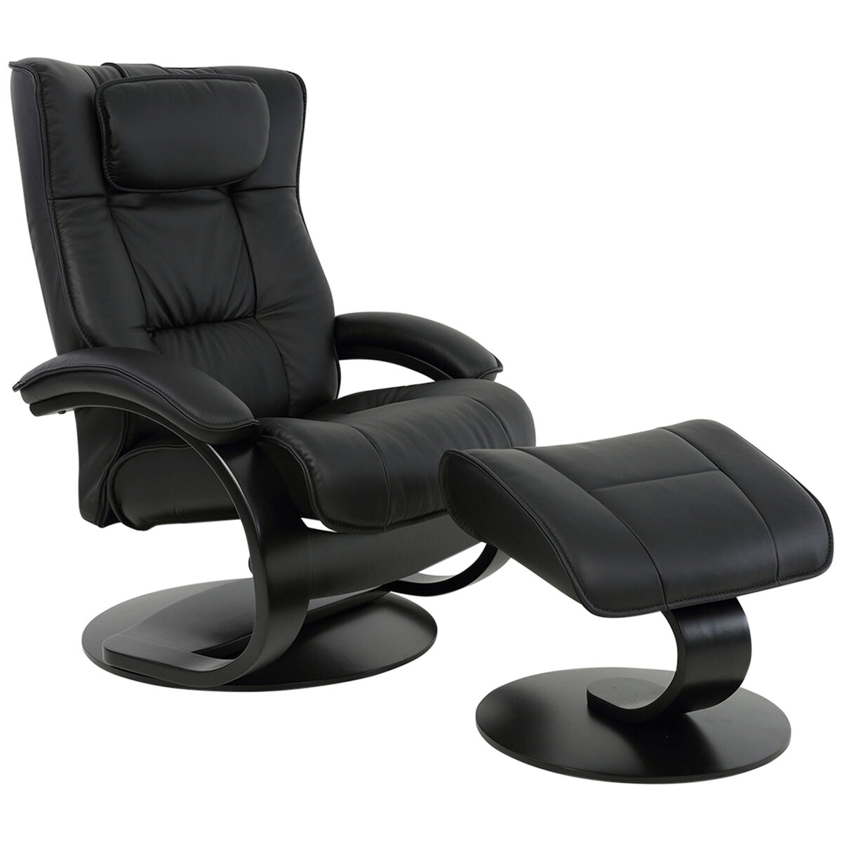 Moran Fjords Regent C-Base Large Chair and Ottoman Black