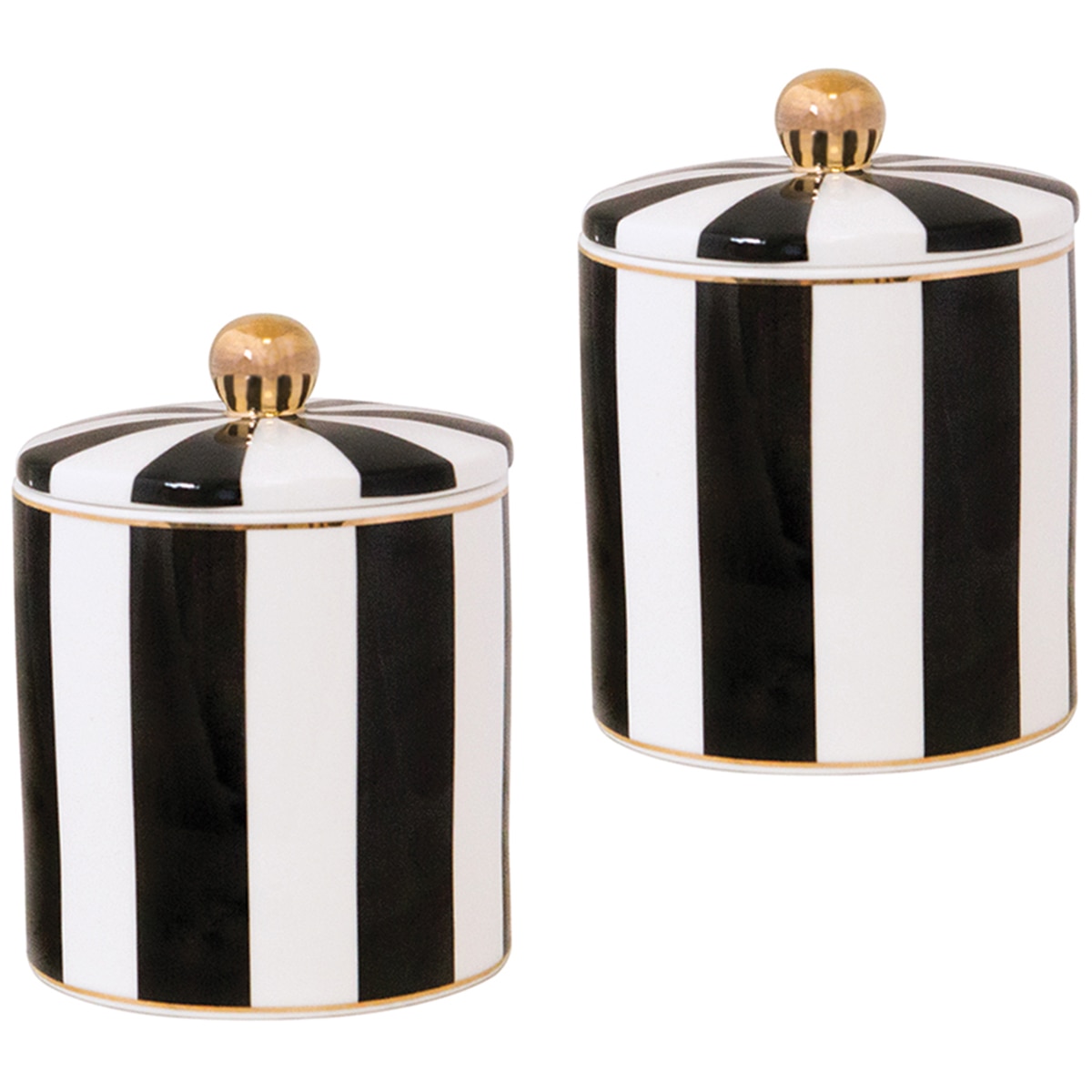 Cristina Re Candles 2pk - Vanilla Macaron (Ebony & Ivory Stripe)