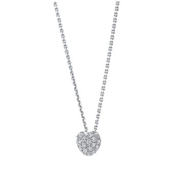 18KT White Gold 0.23ctw Round Diamond Pave Heart Necklace