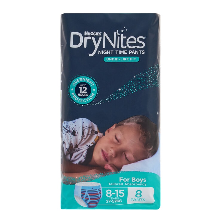 Huggies Drynites Night Time Pants For Boys Size 8-15 Years 24 Count