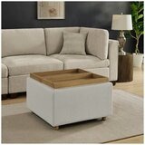 Henredon Sona Fabric Storage Ottoman with Reversible Wood Tray Tops