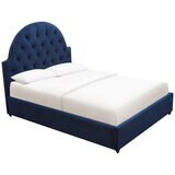 Moran Princess Queen BedHead With Encasement With Slatted Base Plush Indigo