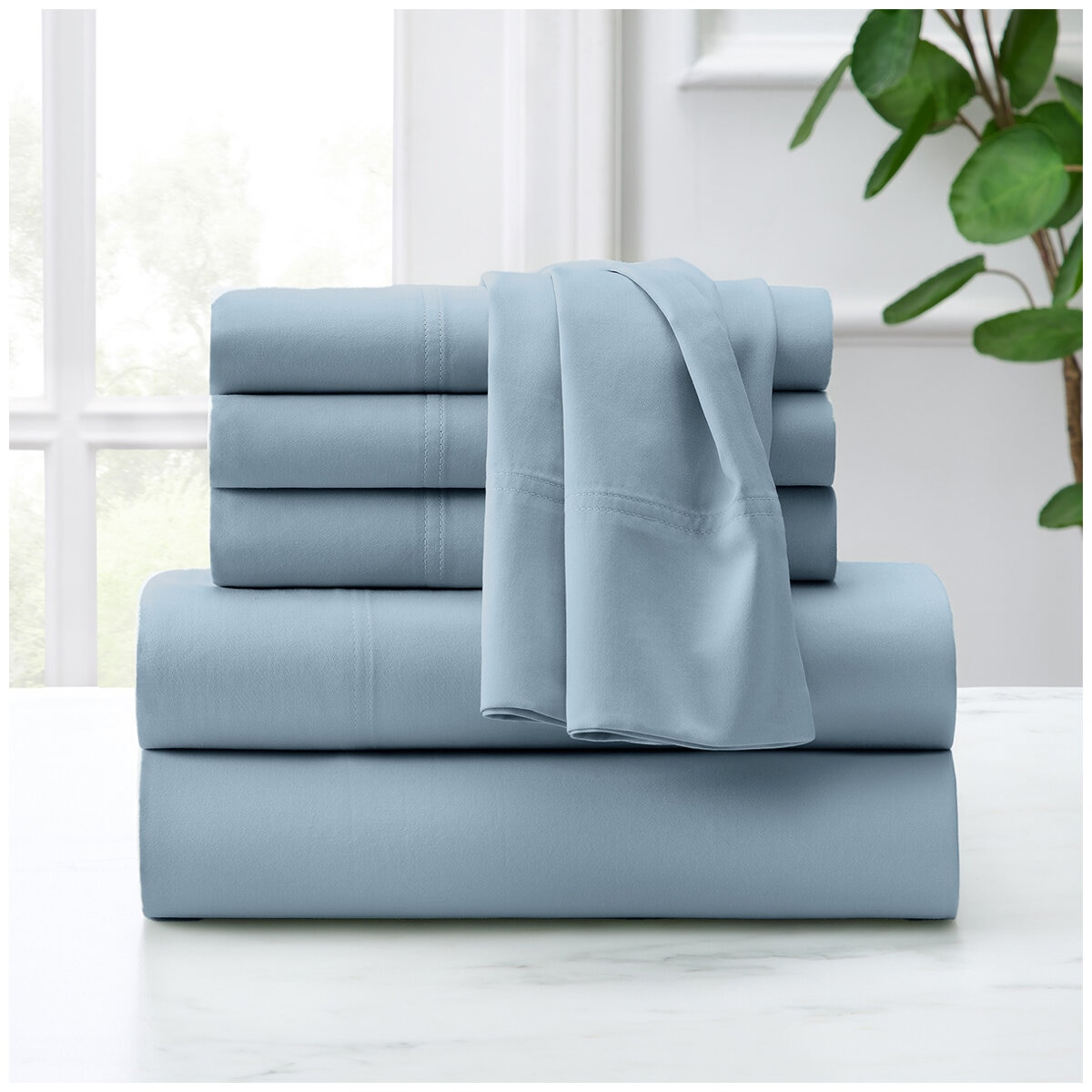 Purely Organic 300TC Cotton Sheet Set 4 Piece King Pale Blue Purely Organic 300TC Cotton Sheet Set 4 Piece King Pale Blue