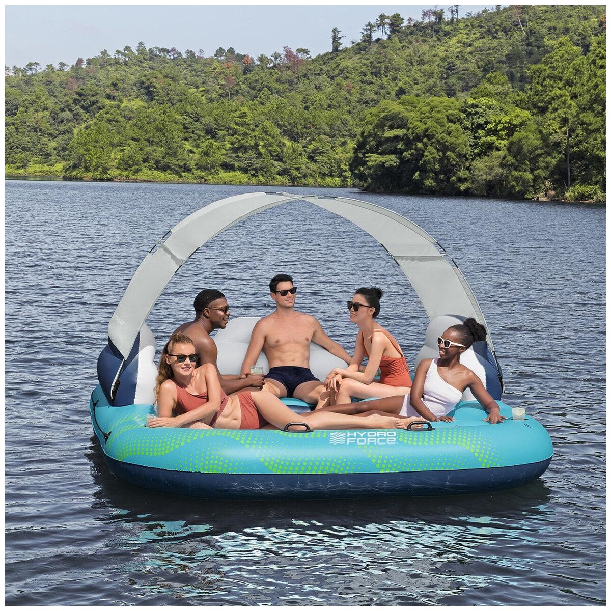 Hydro Force Sunny Lounge 5-Person Inflatable Island with Sunshade 2.8M