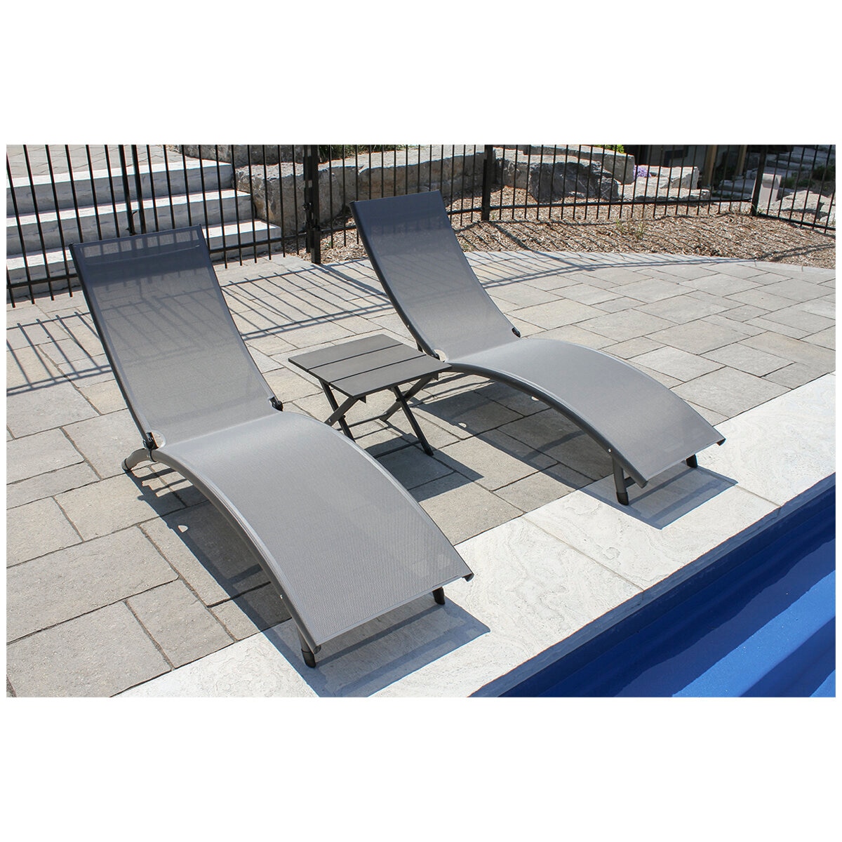 Vivere Chaise Lounges & Table Dark Grey