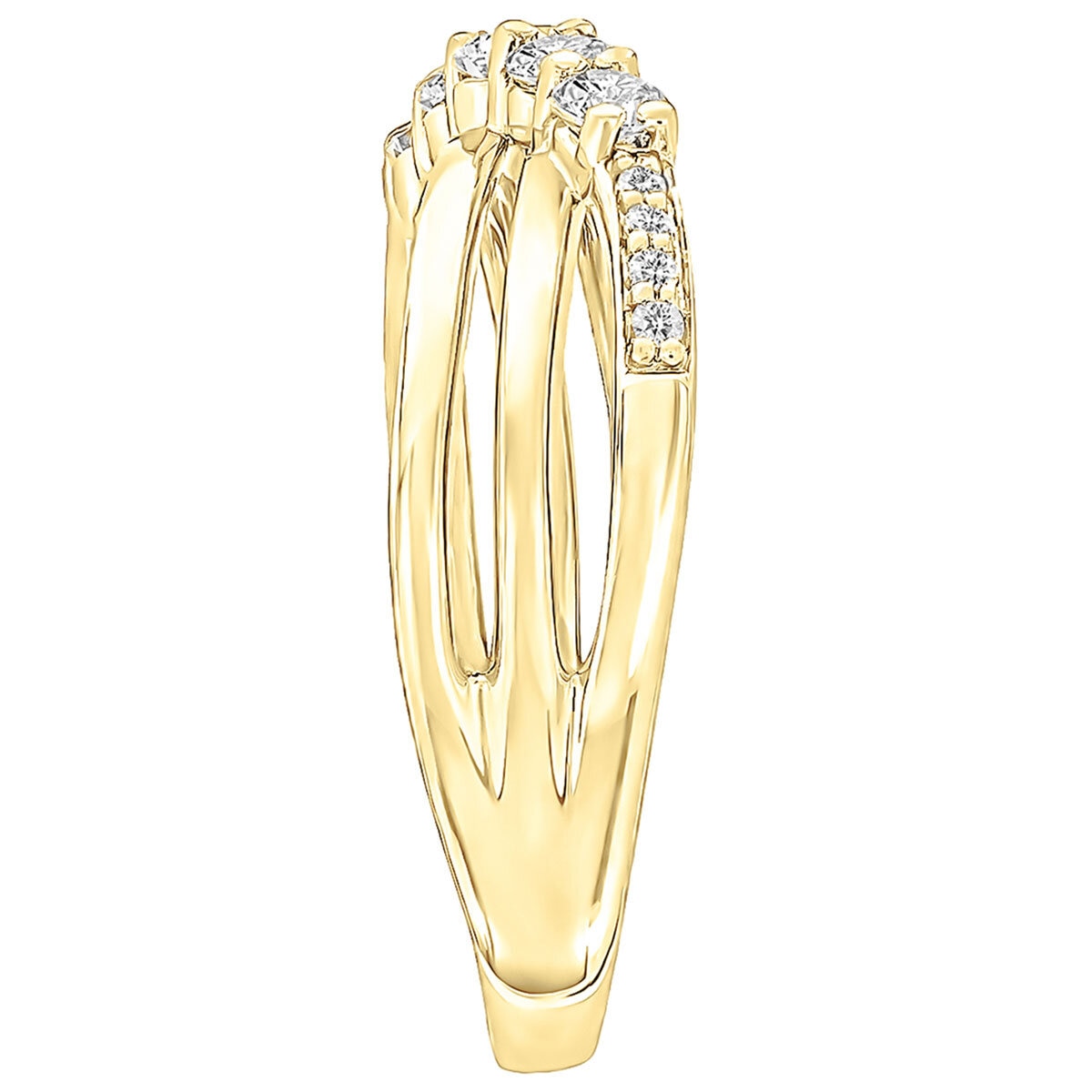 18KT Yellow Gold 0.50CTW Round Diamond Crossover Ring