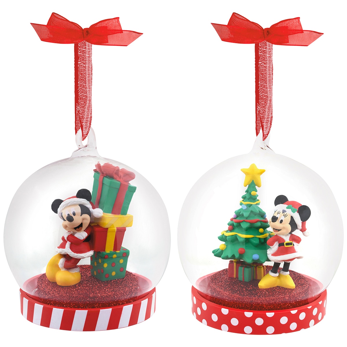 Disney Mickey and Minnie Glass Globe Ornaments Costco A...