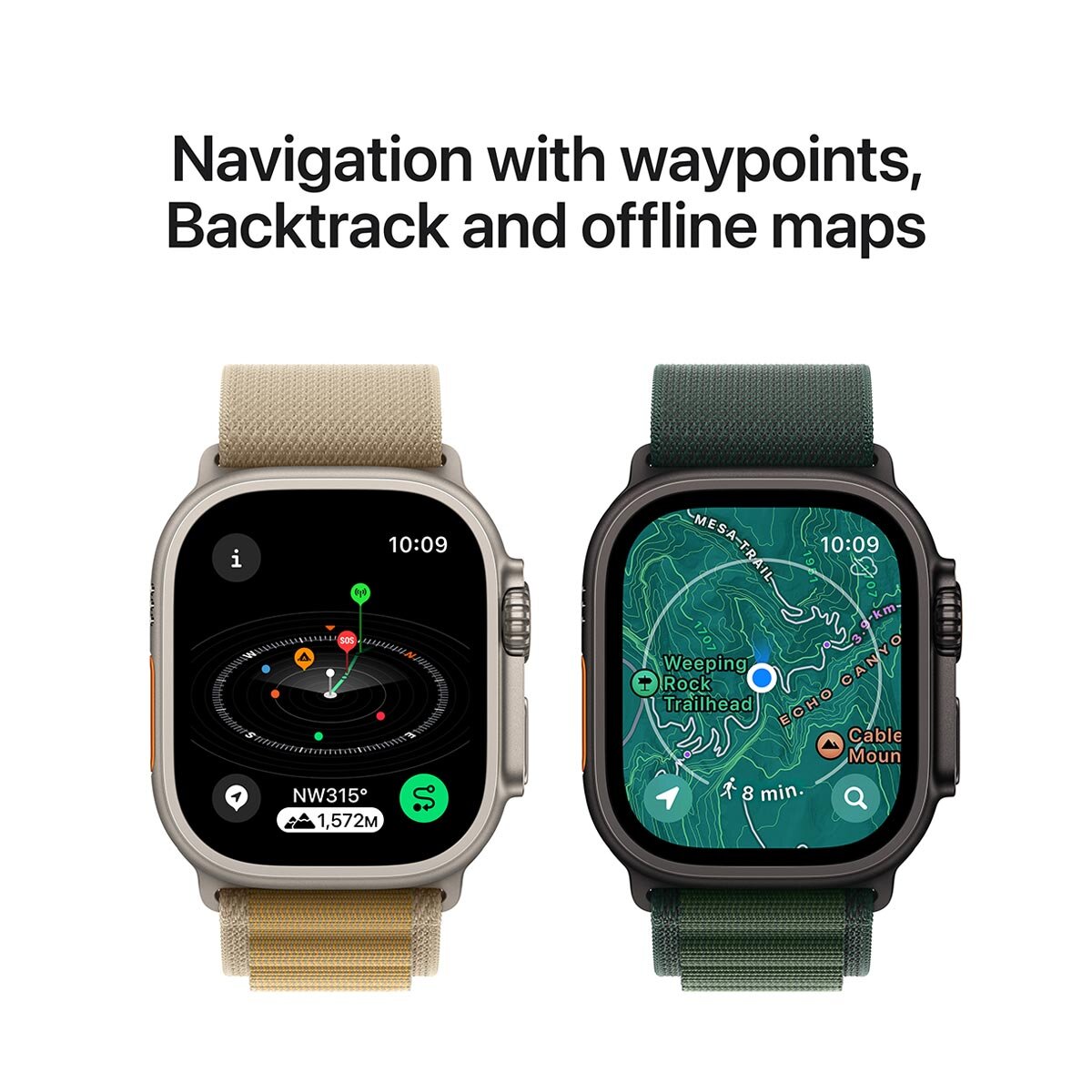 Apple Watch Ultra 2 GPS + Cellular 49mm Black Titanium Case With Dark Green Alpine Loop Medium