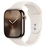 Apple Watch Series 10 GPS + Cellular 46mm Gold Titanium Case with Starlight Sport Band S/M