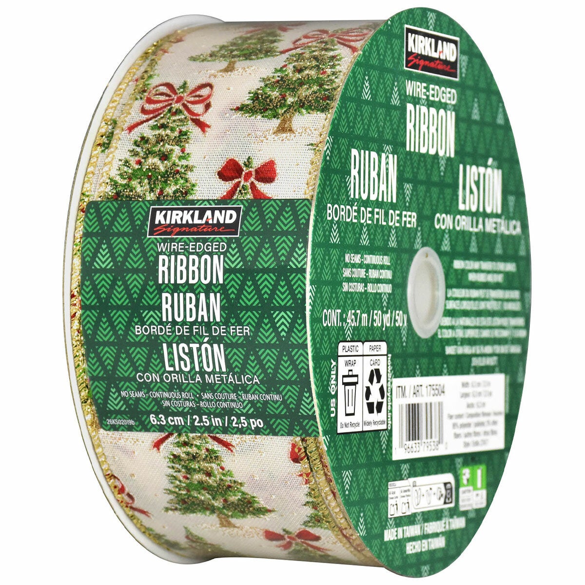 Kirkland Signature Wire Edged Holiday Ribbon 45.7m Kirkland Signature Wire Edged Holiday Ribbon 45.7m