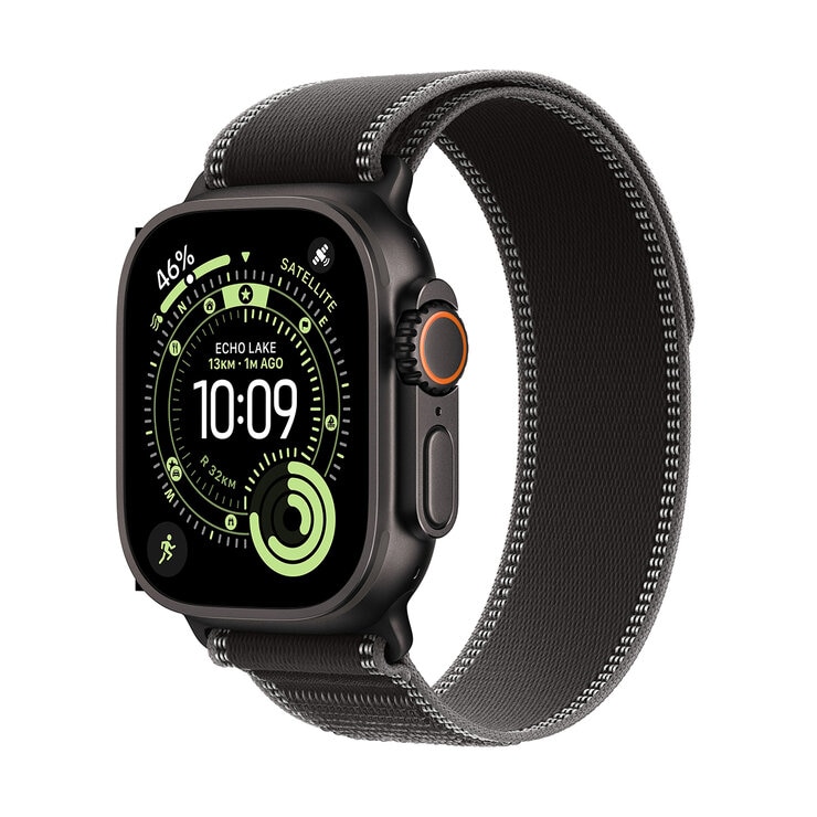 Apple Watch Ultra 3 GPS + Cellular 49mm Black Titanium Case with BlackCharcoal Trail Loop - ML