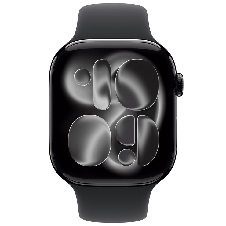 Apple Watch Series 11 GPS + Cellular 46mm Jet Black Aluminium Case with Black Sport Band - S/M