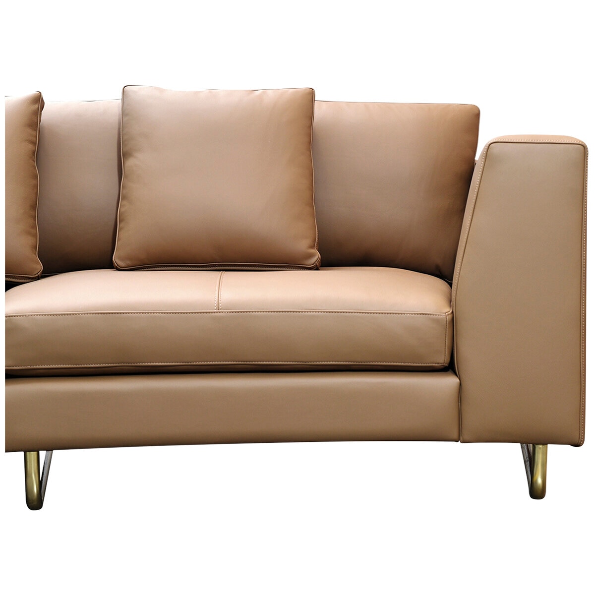 Moran Arcadia Extended Leather Chaise Sofa Caramel
