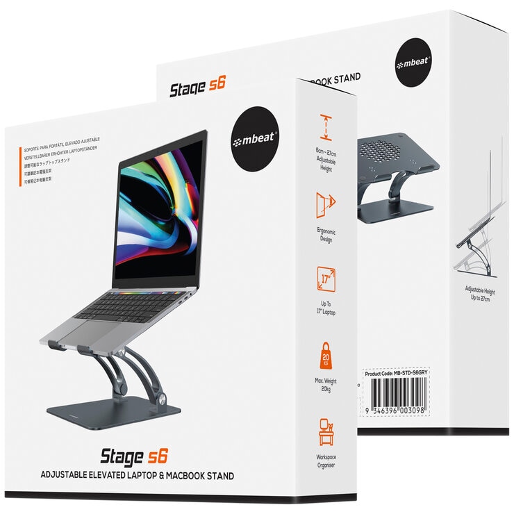 mbeat Stage S6 Adjustable Elevated Laptop and MacBook Stand MB-STD-S6GRY