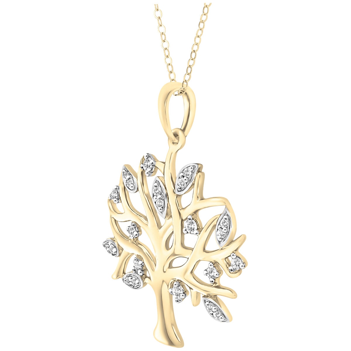 18KT Yellow Gold 0.15CTW Diamond Tree Pendant 19