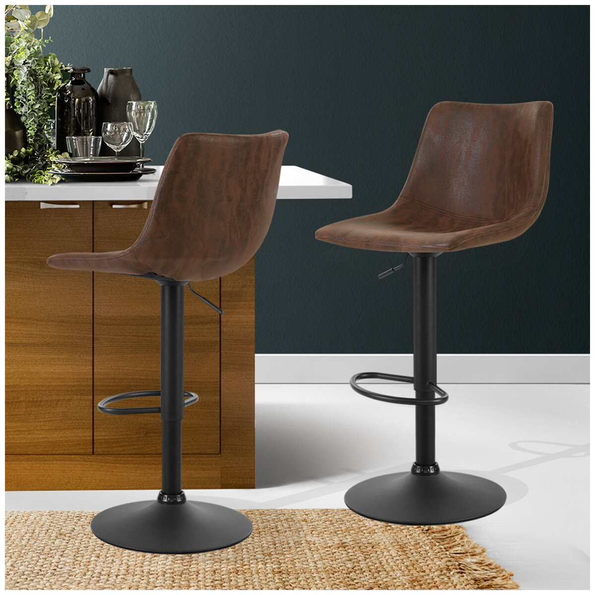 Artiss Vintage 2 Pack Barstool Brown