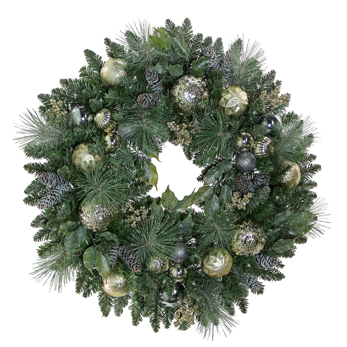 Pre-Lit Holiday Artificial Wreath Metallic 76.2cm