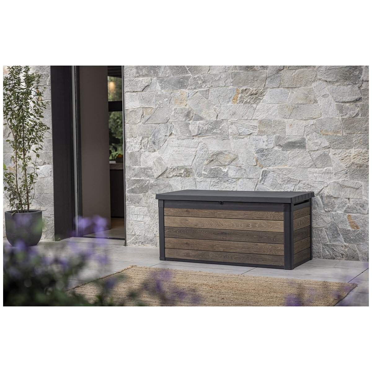 Keter Signature 570L Storage Box Walnut Look Keter Signature 570L Storage Box Walnut Look