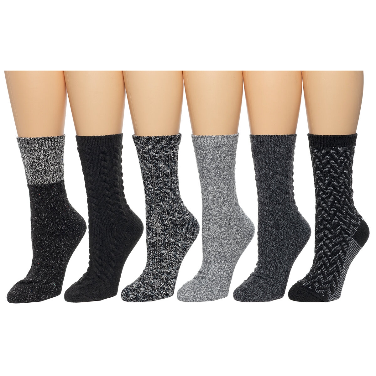 Bearpaw Women's Boot Sock 6 Pack Dark