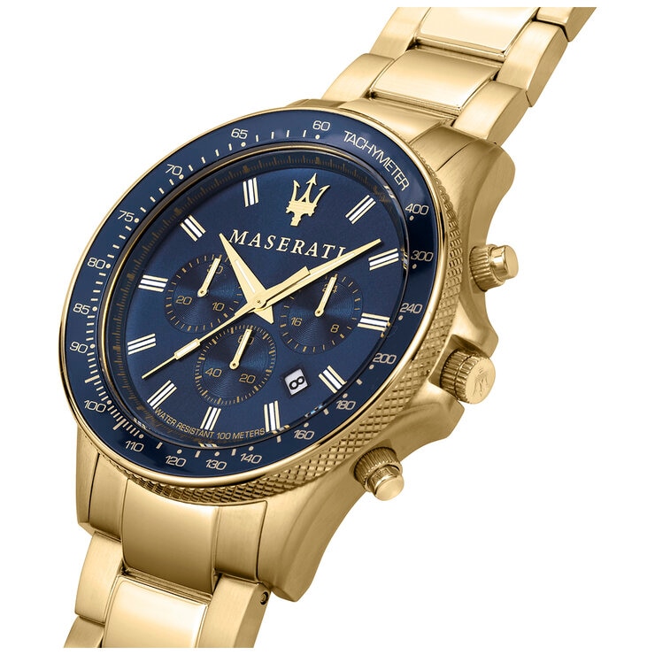 Maserati Sfida Men's Chronograph Watch R8873640008 Gold & Blue