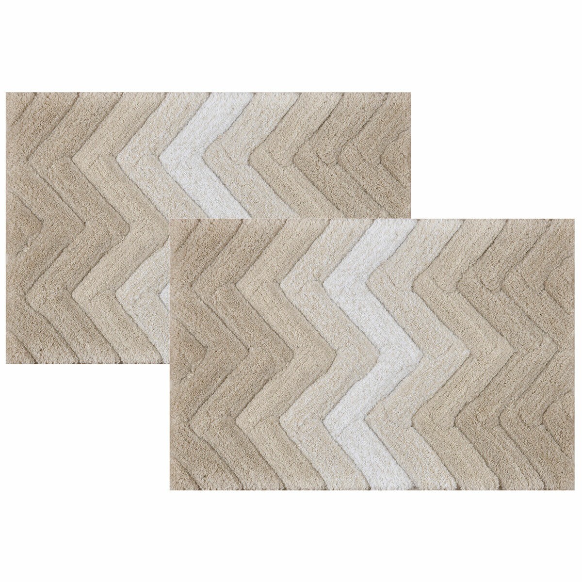 Riviera Homes Chevron Bath Mat 2 Pack Putty