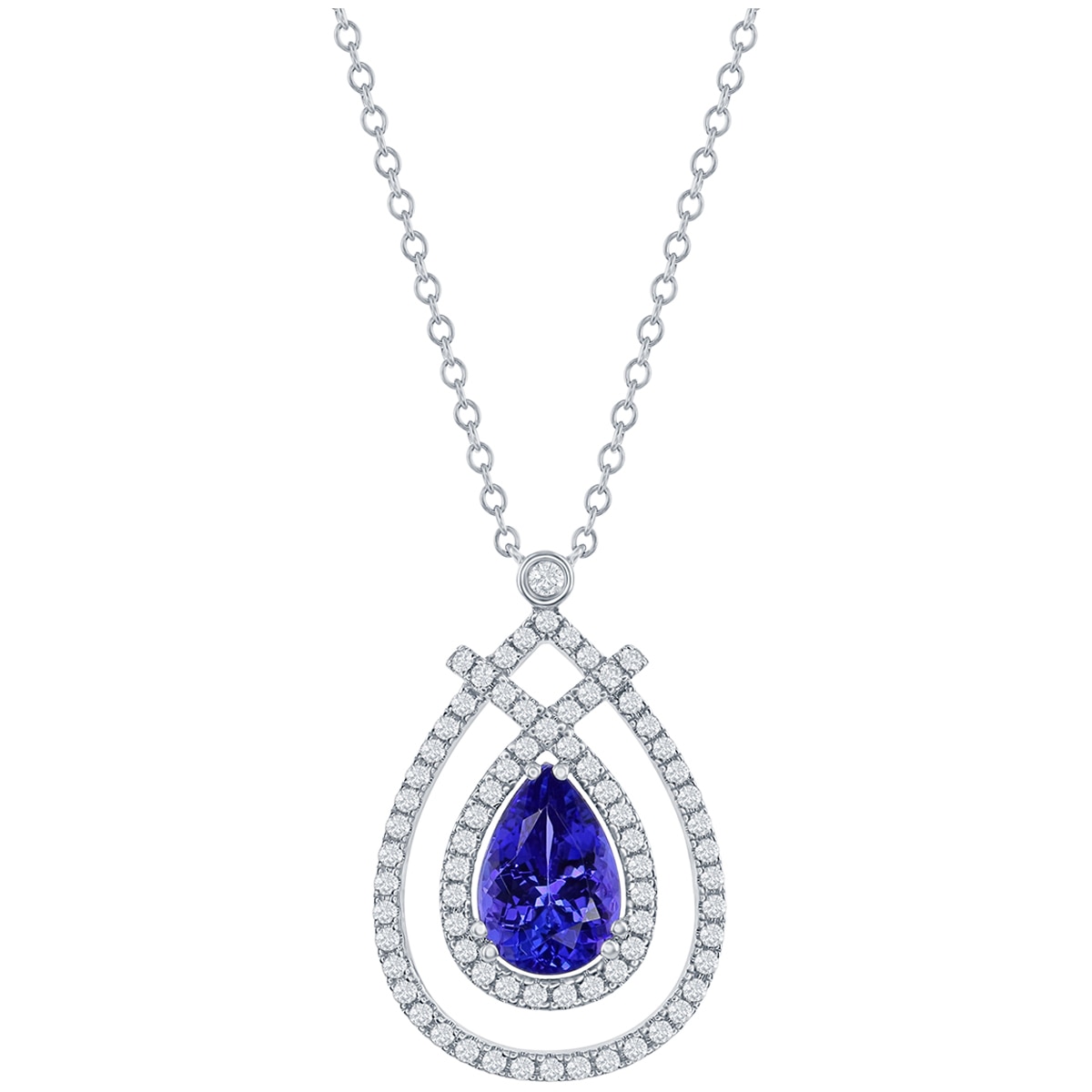 18KT White Gold Tanzanite and Diamond Pendant