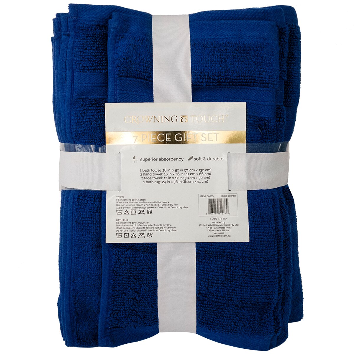Crowning Touch Towel Gift Set 7pc Blue Depth Costco Aus...