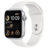 Apple Watch SE GPS 44mm Silver Aluminium Case with White Sport Band