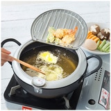 Yoshikawa Mirakutei III deep-frying pan with hinged lid 20cm integrated thermometer