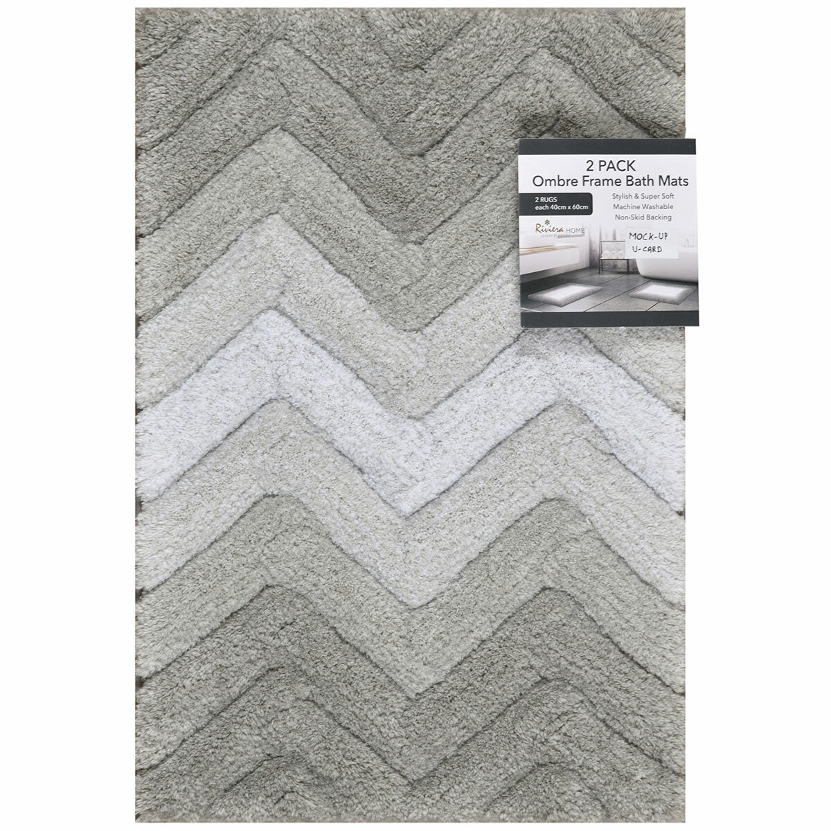 Riviera Homes Chevron Bath Mat 2 Pack Light Grey Riviera Homes Chevron Bath Mat 2 Pack Light Grey