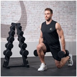 Centr 4 - 14 kg Rubber 12-Sided Dumbbell Set with A-Frame Rack