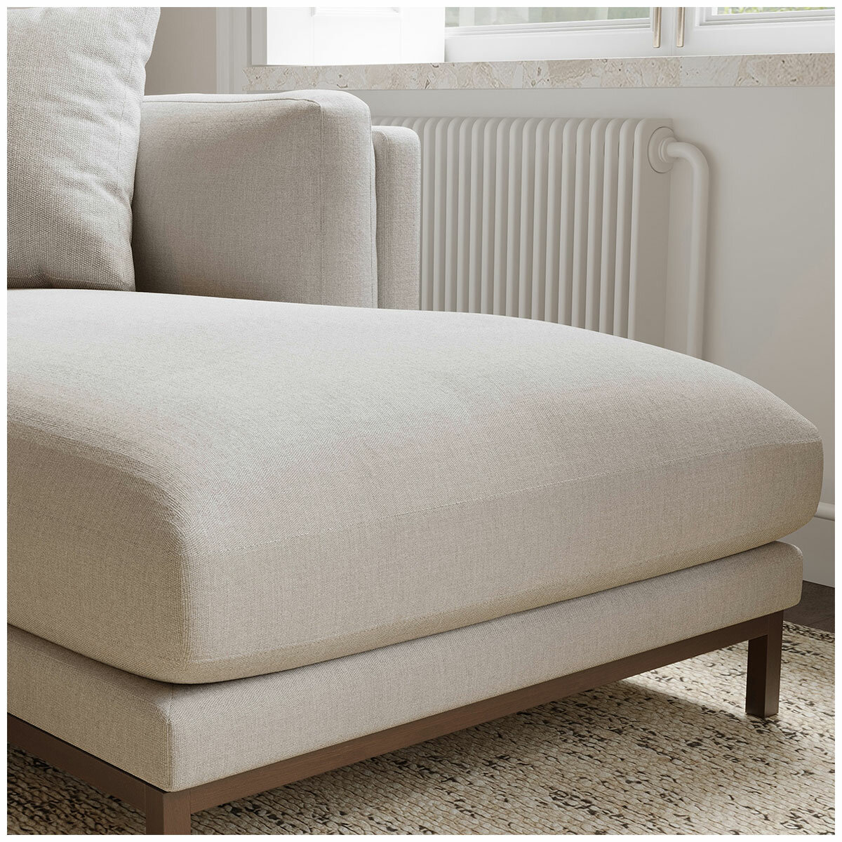Valencia Bergen Fabric Sectional Lounge Right Chaise Beige Valencia Bergen Fabric Sectional Lounge Right Chaise Beige