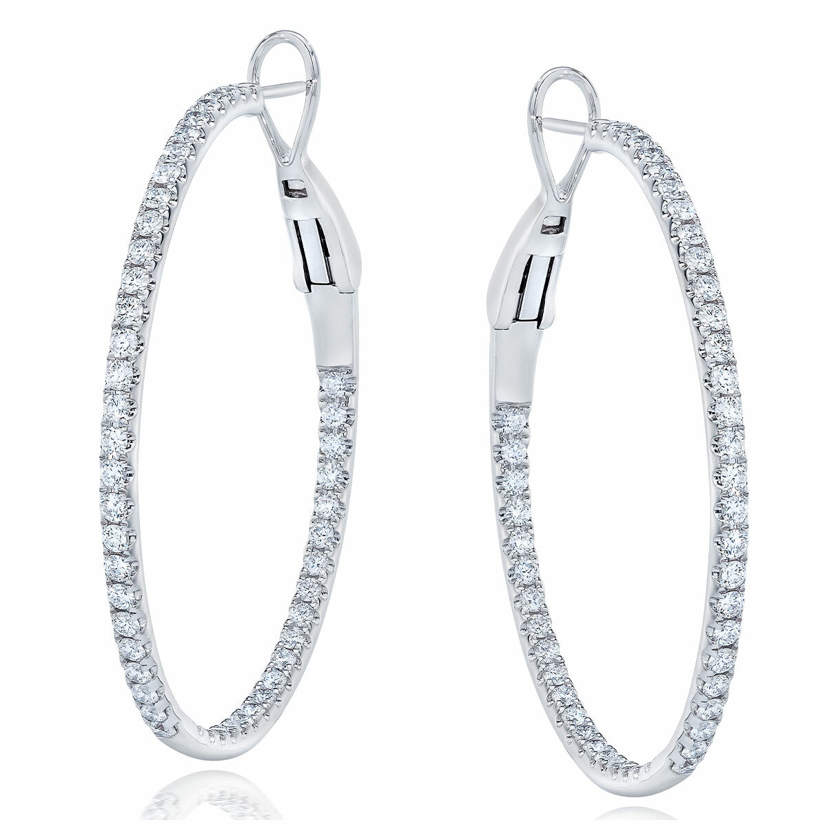 18KT White Gold VS2 I 1.60ctw Diamond Hoop Earrings 18KT White Gold VS2 I 1.60ctw Diamond Hoop Earrings