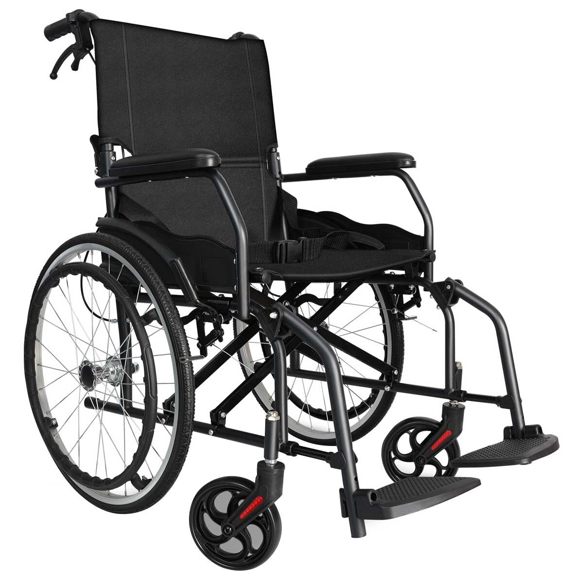 Altus Transport Wheelchair Lightweight Folding Self Propelled 20 Inch Wheel Black