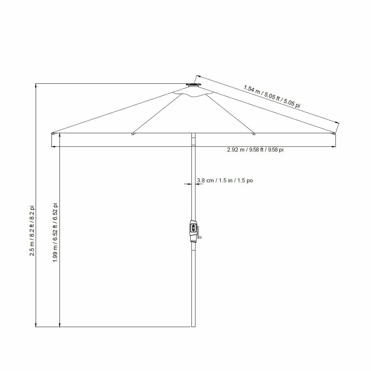 SunVilla Tan LED Market Umbrella 3M